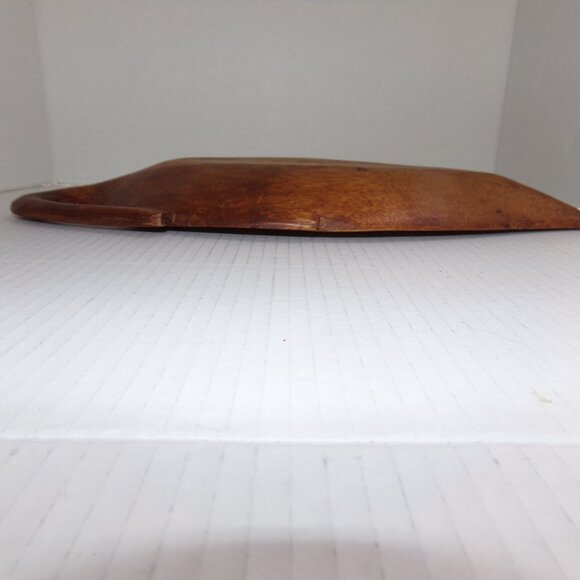 Vintage Large Wood Carved Leaf Bowl Plate - Picture 11 of 14